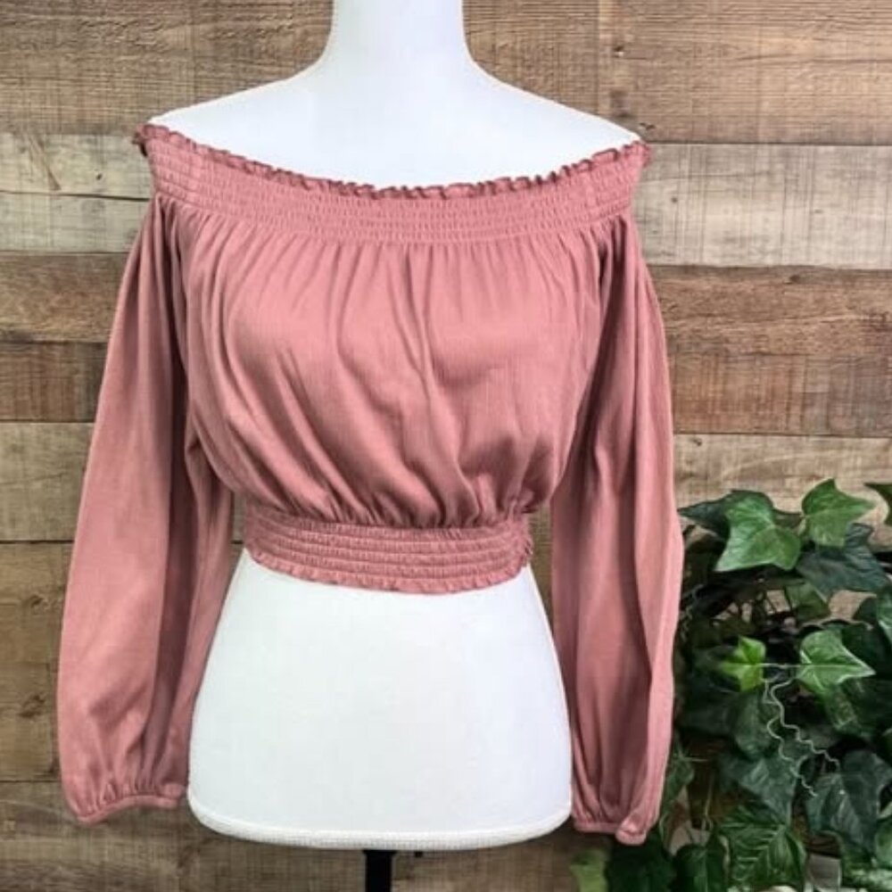 Women's Size Medium Dark Rose Divided H&M Off the Shoulder Blouse